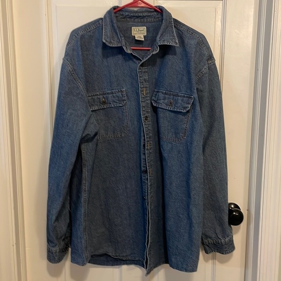L.L. Bean Denim Long Sleeve Button Down heavyweight Shirt shacket Sz. X-Large - Picture 1 of 9